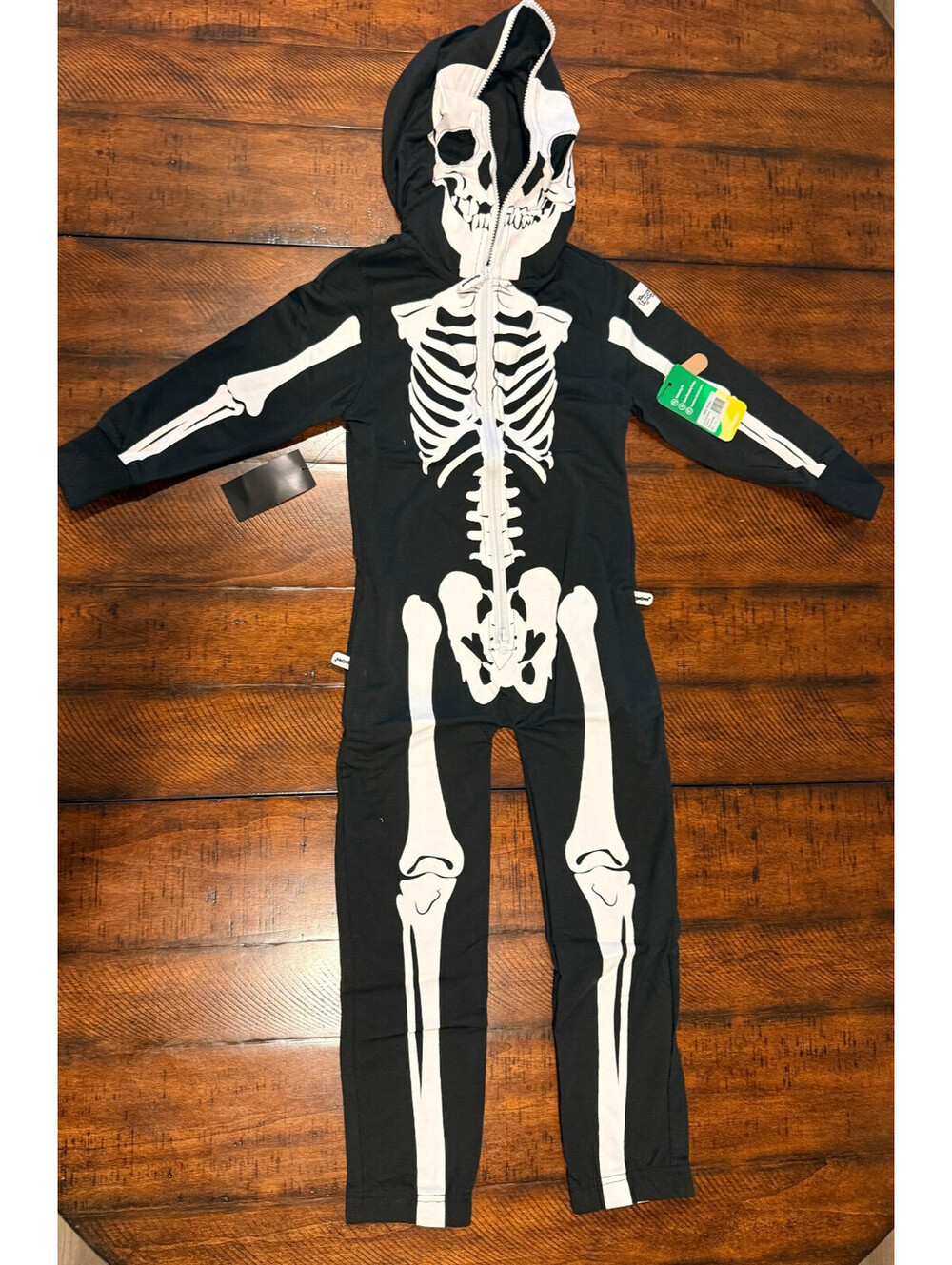 Tipsy Elves Kids Skeleton Costume Small Black Hooded Halloween Jumpsuit NWT